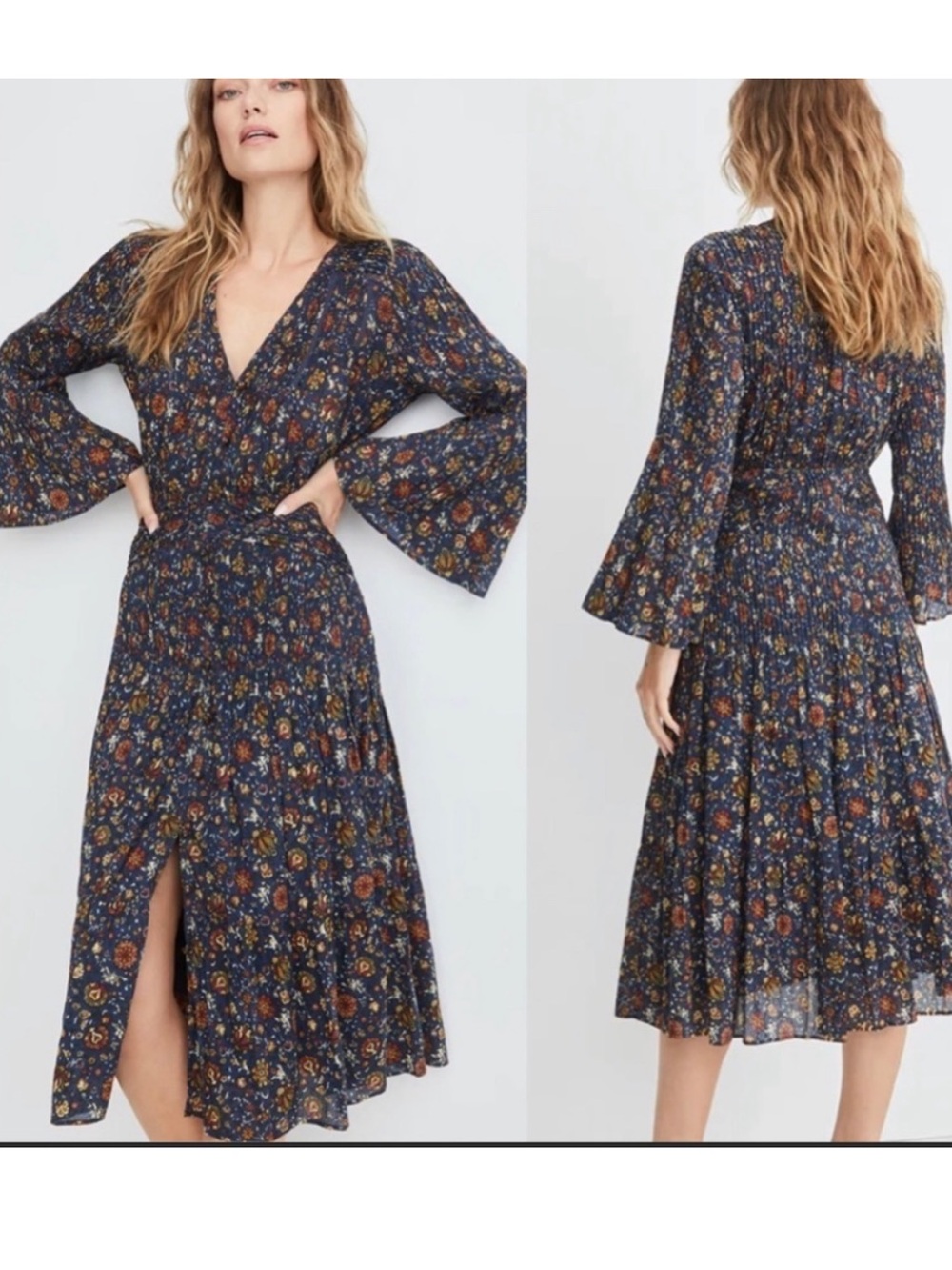 Veronica Beard Shireen Pleated Floral Midi Dress Sz 6